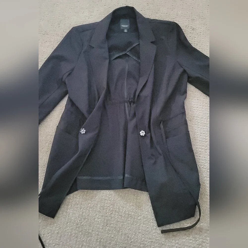 Simply Vera Vera Wang Drawstring Waist Satin Blazer - Picture 8 of 15